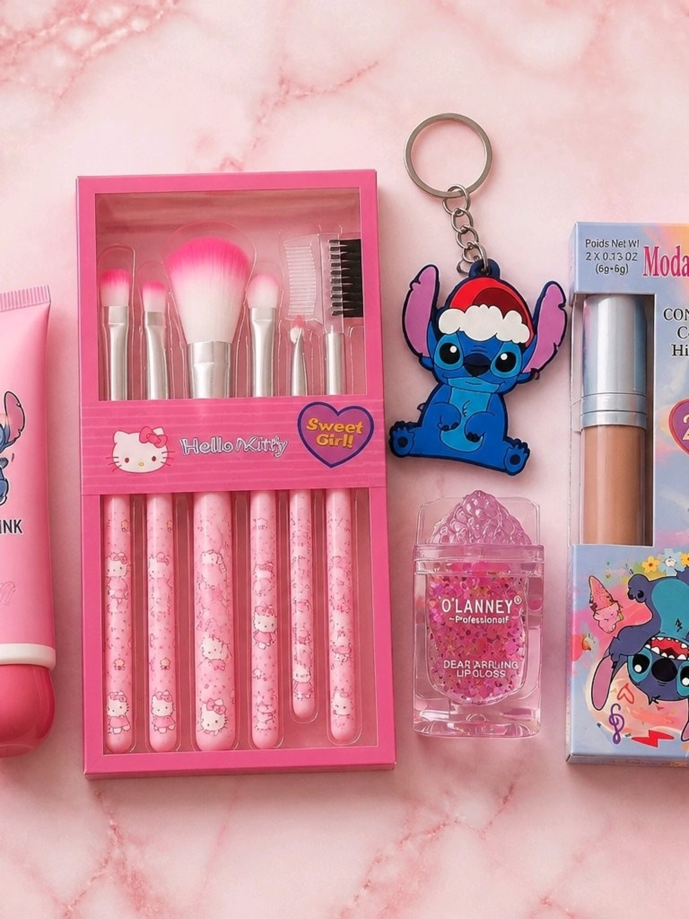 Hello Kitty Pink Kids Makeup Brush Set with Sweet Girl Design